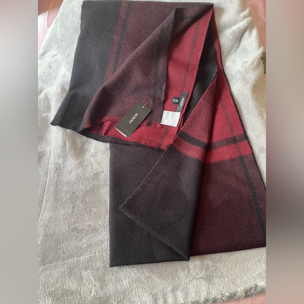Alfani Red and Black Plaid Scarf - Picture 2 of 3